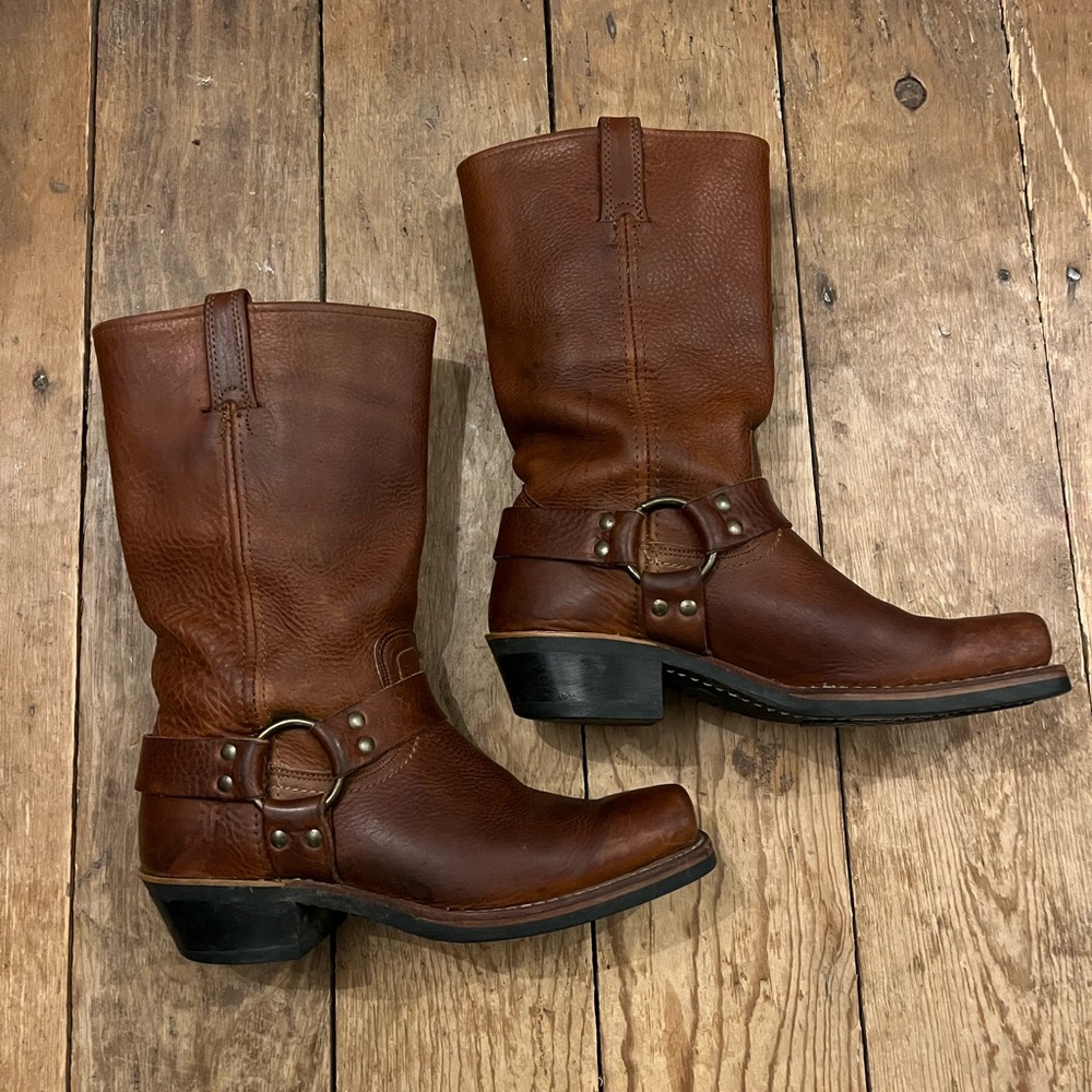 Womens Brown Leather Frye 12R Harness Boots Size 9
